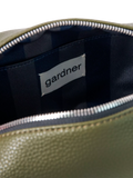 Caroline Gardner large slim wash bag in khaki (British brand)