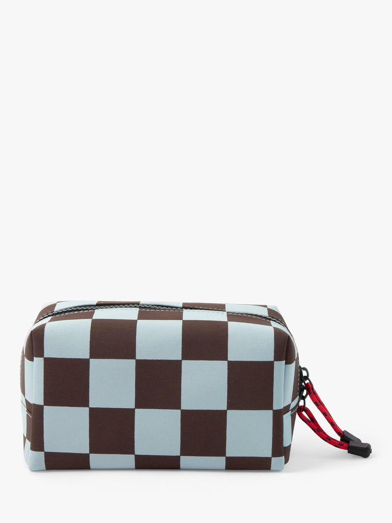 Caroline Gardner check grooming bag wine/blue UK version