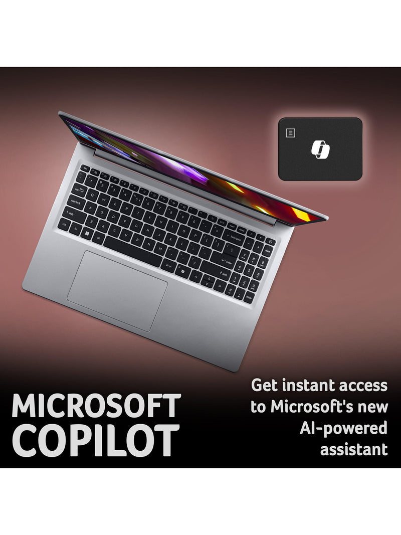 Acer Aspire Lite 15 laptop with AMD Ryzen 3 in silver - British product