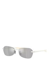 John Lewis Moncler ME4017 Unisex Irregular Sunglasses in Matte Silver/Mirror Grey- Buy online at McGrocer
