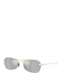Moncler irregular sunglasses matte silver mirror grey (British brand)