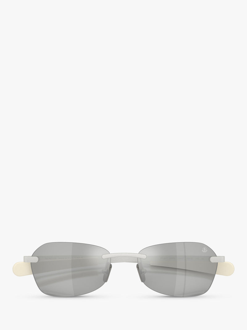 Moncler irregular sunglasses matte silver mirror grey (British brand)