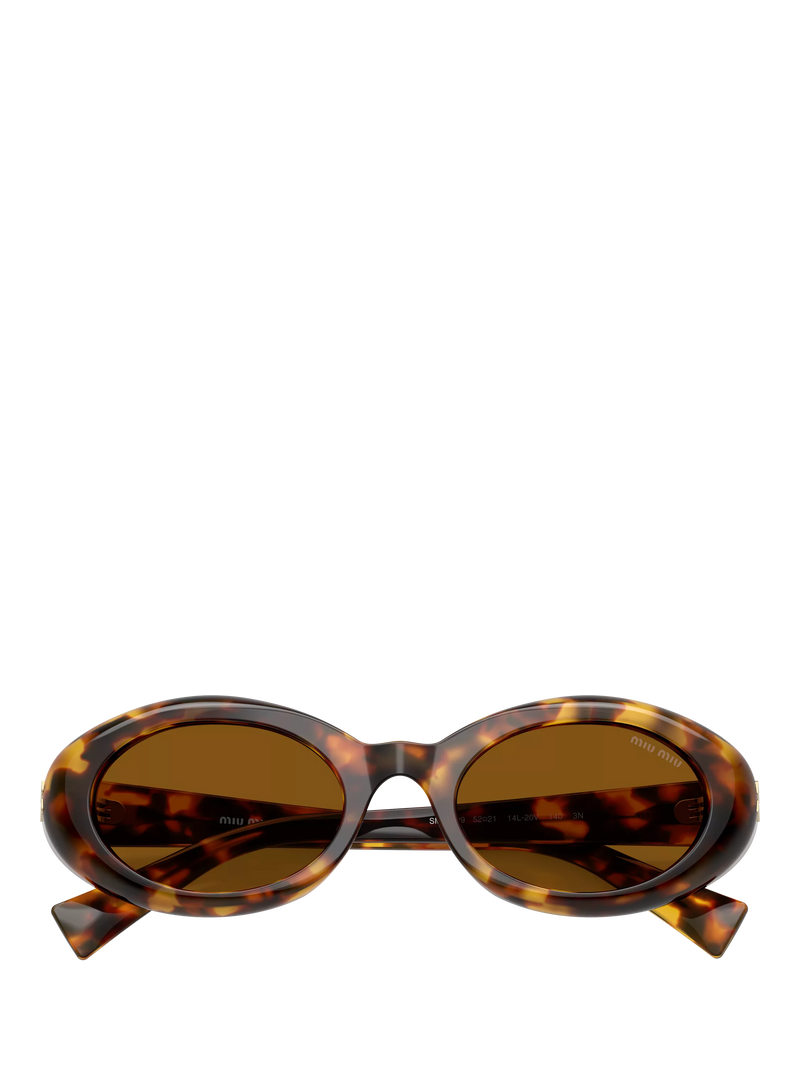 Miu Miu women's oval sunglasses honey Havana brown acetate - British product
