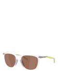 Oakley OO9286 Unisex Polarised D-Frame Sunglasses, Matte Clear/Brown