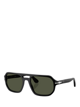 John Lewis Persol PO3393S Men's Oval Sunglasses, Black/Dark Green- Buy online at McGrocer