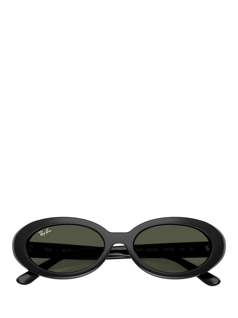 Ray-Ban RB2223 oval sunglasses black frame grey glass lenses (British brand)