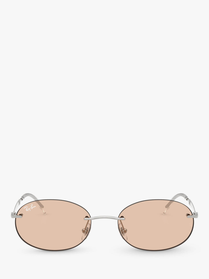Ray-Ban RB3767 oval sunglasses silver, imported from the UK