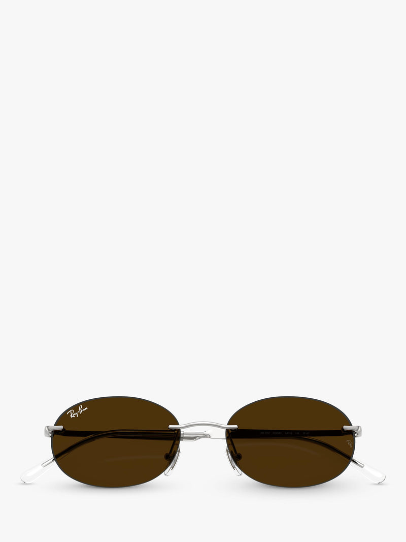 Ray-Ban RB3767 oval sunglasses silver, imported from the UK