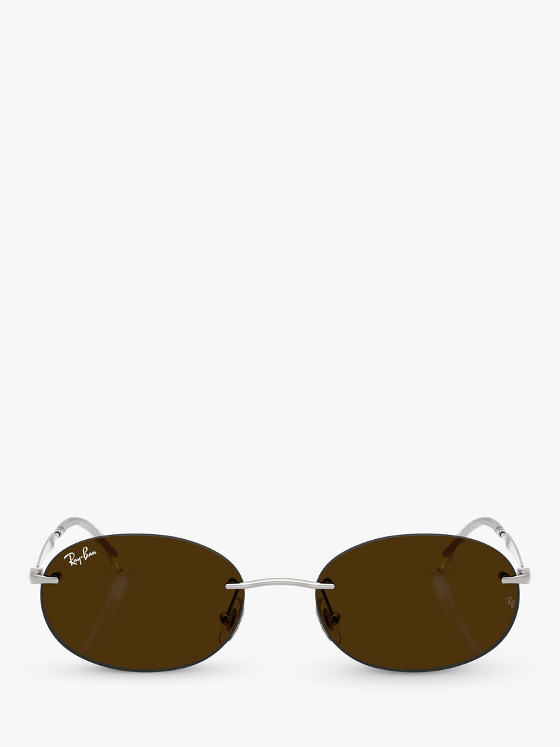 Ray-Ban RB3767 oval sunglasses silver, imported from the UK