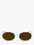 Ray-Ban RB3767 oval sunglasses silver, imported from the UK
