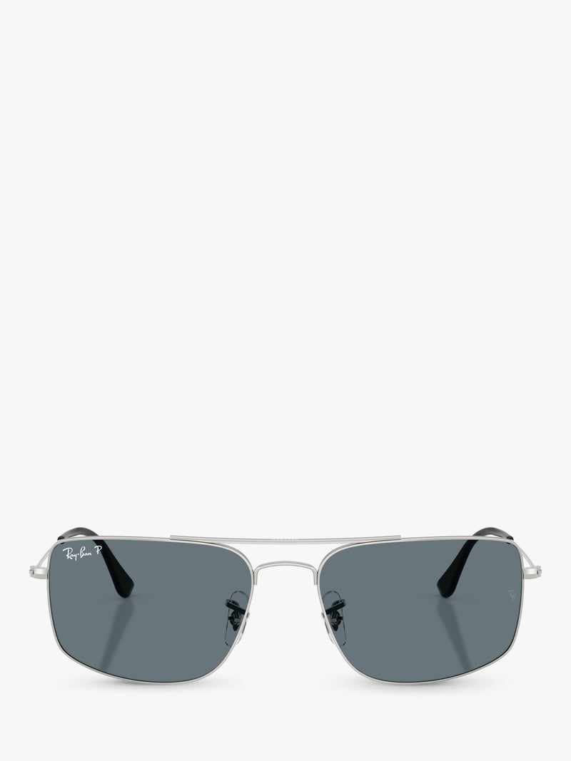Ray-Ban Explorer III polarised square sunglasses silver blue - British product