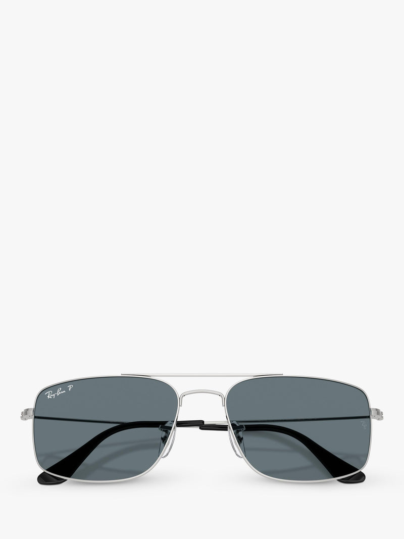 Ray-Ban Explorer III polarised square sunglasses silver blue - British product