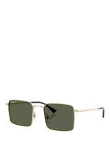 John Lewis Ray-Ban Idan Men's Polarised Square Sunglasses, Pale Gold/Green- Buy online at McGrocer