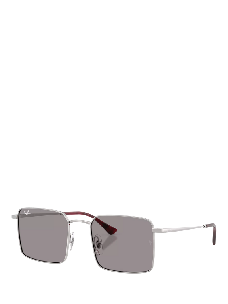 Ray-Ban Idan square sunglasses polished silver grey (British brand)