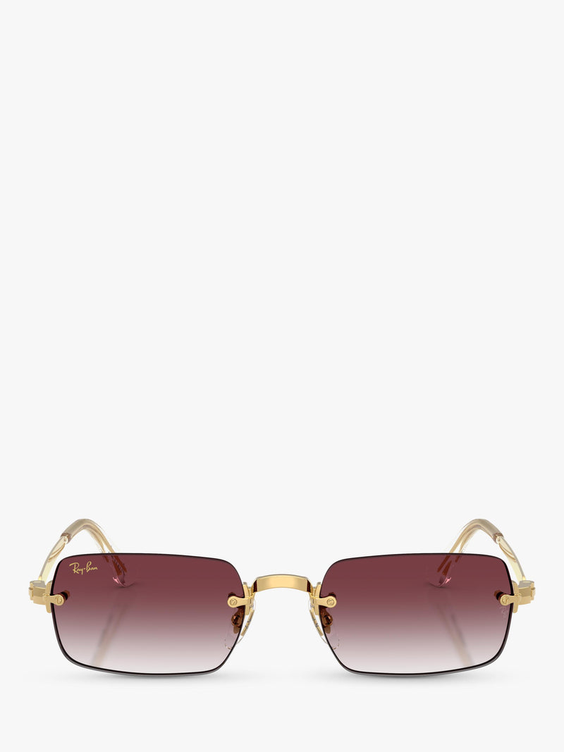 Ray-Ban RB3928 rectangular sunglasses in Arista Gold with Purple Gradient, UK version