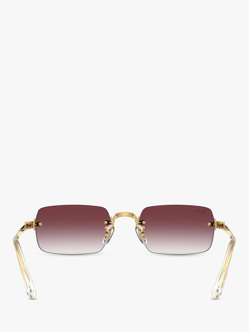 Ray-Ban RB3928 rectangular sunglasses in Arista Gold with Purple Gradient, UK version