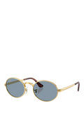 Ray-Ban oval sunglasses arista gold blue 54mm, imported from the UK