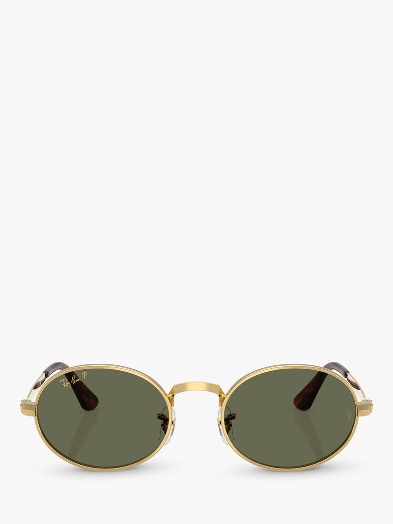 Ray-Ban RB3931 polarised oval sunglasses Gold Green, imported from the UK