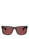 Ray-Ban Justin classic square sunglasses opal grey red, UK version