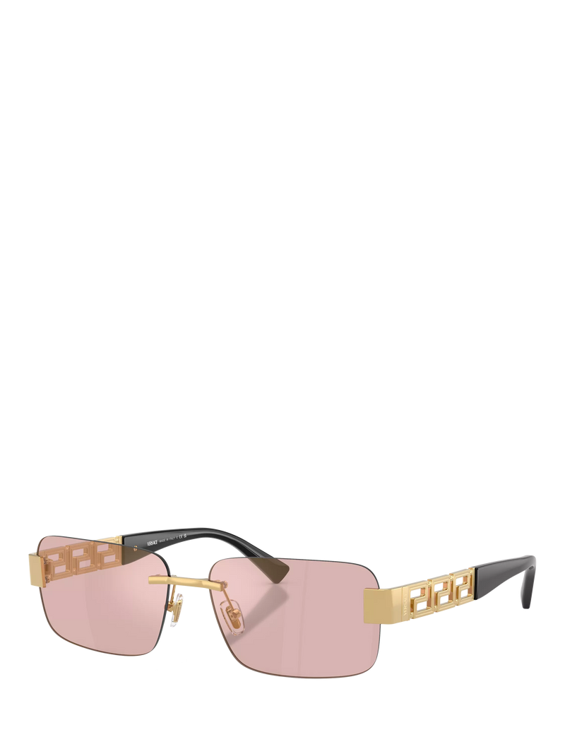 Versace 0VE2298 rectangular sunglasses in gold and pink, imported from the UK