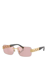 John Lewis Versace 0VE2298 Men's Rectangular Sunglasses Gold/Pink- Buy online at McGrocer