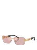 Versace 0VE2298 rectangular sunglasses in gold and pink, imported from the UK