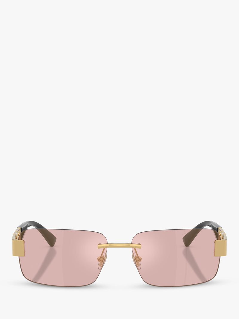 Versace 0VE2298 rectangular sunglasses in gold and pink, imported from the UK
