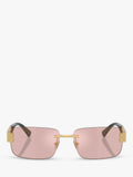 Versace 0VE2298 rectangular sunglasses in gold and pink, imported from the UK