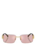 Versace 0VE2298 rectangular sunglasses in gold and pink, imported from the UK