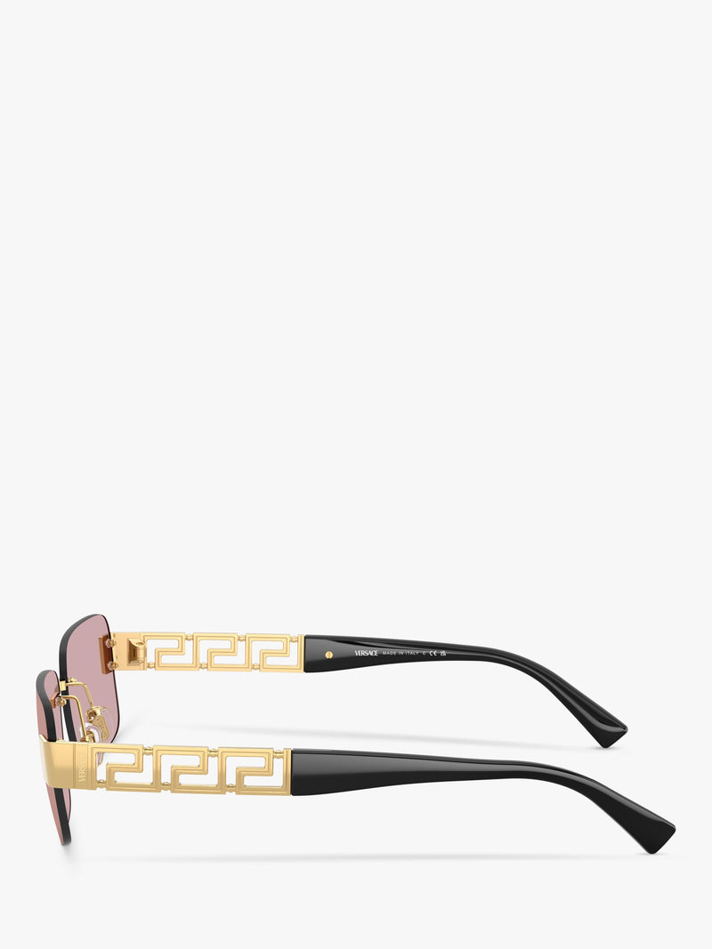 Versace 0VE2298 rectangular sunglasses in gold and pink, imported from the UK