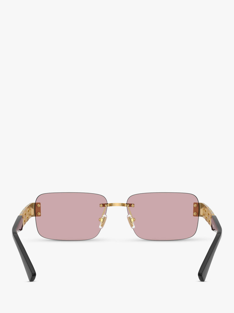 Versace 0VE2298 rectangular sunglasses in gold and pink, imported from the UK