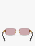 Versace 0VE2298 rectangular sunglasses in gold and pink, imported from the UK
