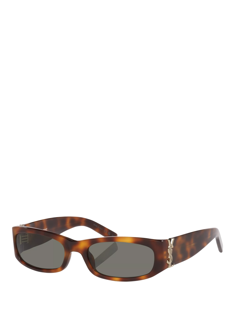 Yves Saint Laurent YS000914 55 Women's Classic Rectangular Sunglasses, Light Tortoise/Grey