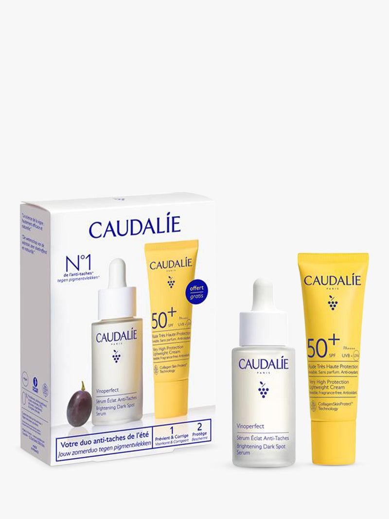 Caudalie Vinoperfect gift set with serum and SPF 50 (British brand)