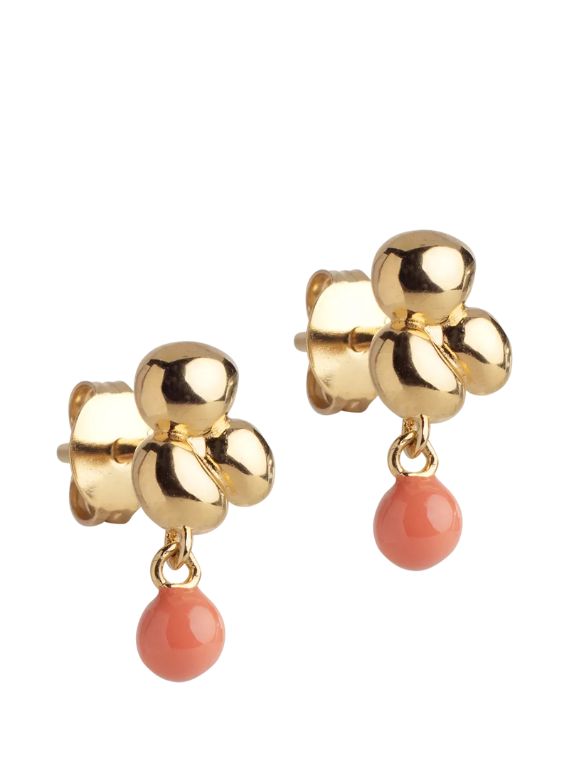 ENAMEL Copenhagen coral enamel stud earrings 13x6mm (British brand)
