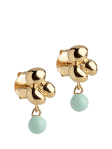John Lewis ENAMEL Copenhagen Nara Ball Stud Earrings in Yellow Gold and Mint Blue- Buy online at McGrocer