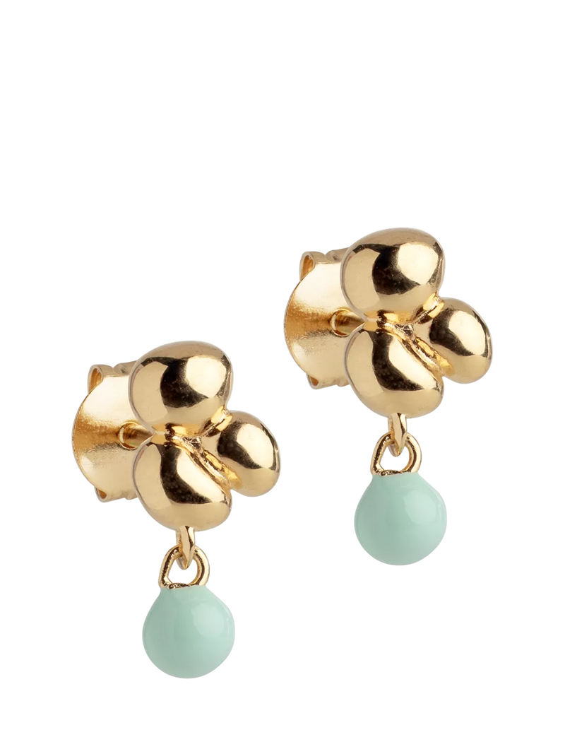 ENAMEL Copenhagen earrings yellow gold mint blue 13x6mm, UK version
