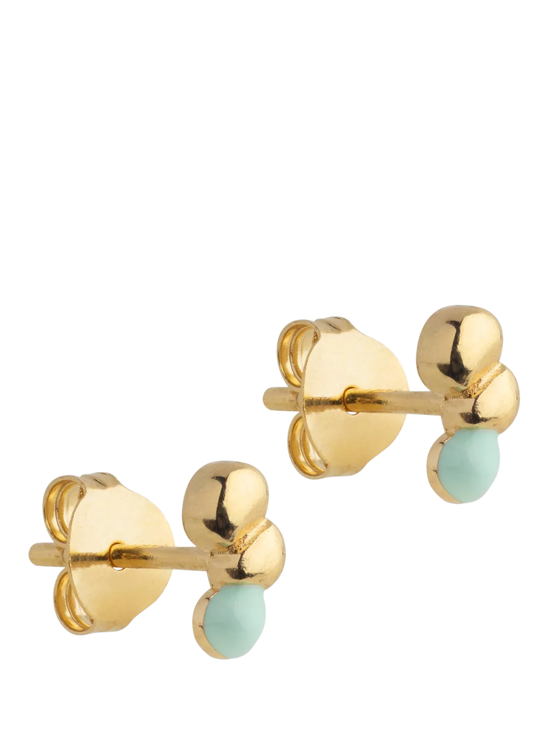 ENAMEL Copenhagen Nara earrings yellow gold mint stud, imported from the UK