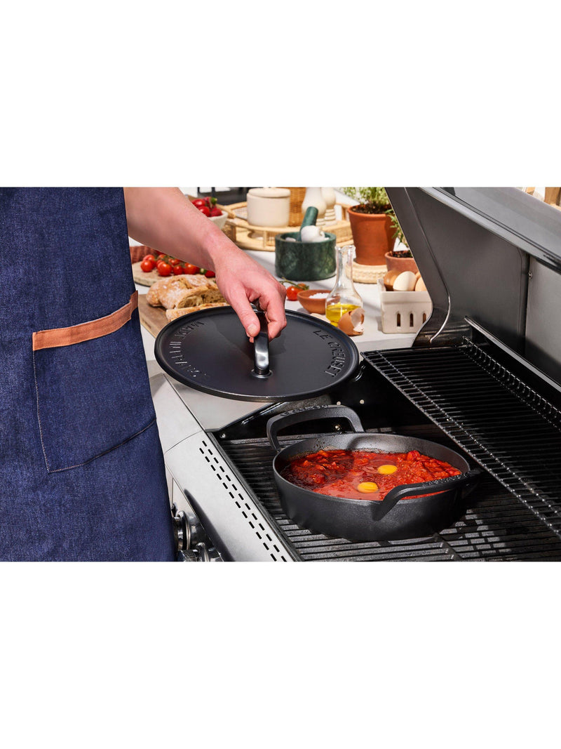 Le Creuset BBQ shallow casserole Matt Black 28cm, imported from the UK