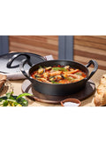 Le Creuset BBQ shallow casserole Matt Black 28cm, imported from the UK
