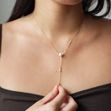 ENAMEL Copenhagen Y necklace yellow gold pearl, imported from the UK