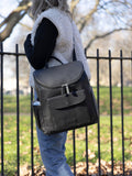 Storksak vegan leather convertible changing backpack in black (British brand)