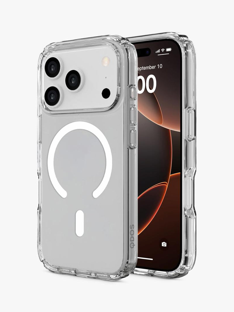 QDOS hybrid drop case for iPhone 17 Pro clear - British product