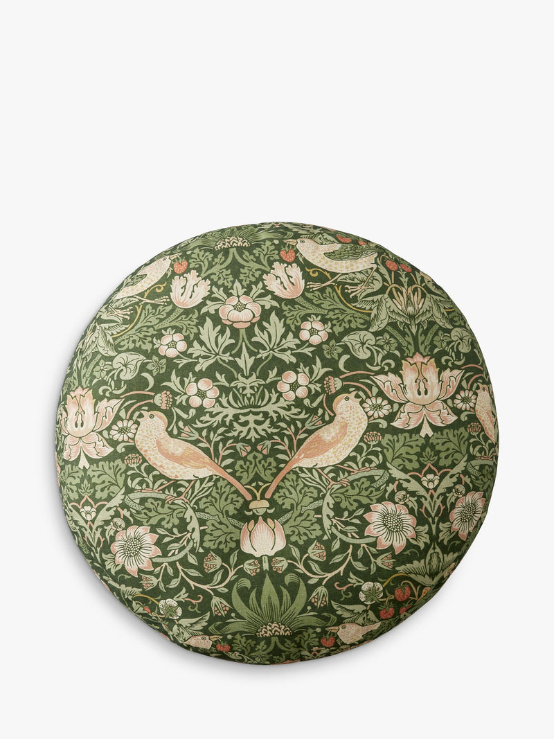 William Morris Strawberry Thief pouffe in Nettle colour - British product