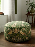 William Morris Strawberry Thief pouffe in Nettle colour - British product