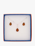 Be-Jewelled Tear Drop Baltic Amber jewellery set, imported from the UK