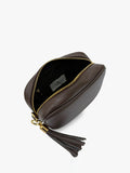 Apatchy London tassel leather crossbody bag with teal strap (British brand)