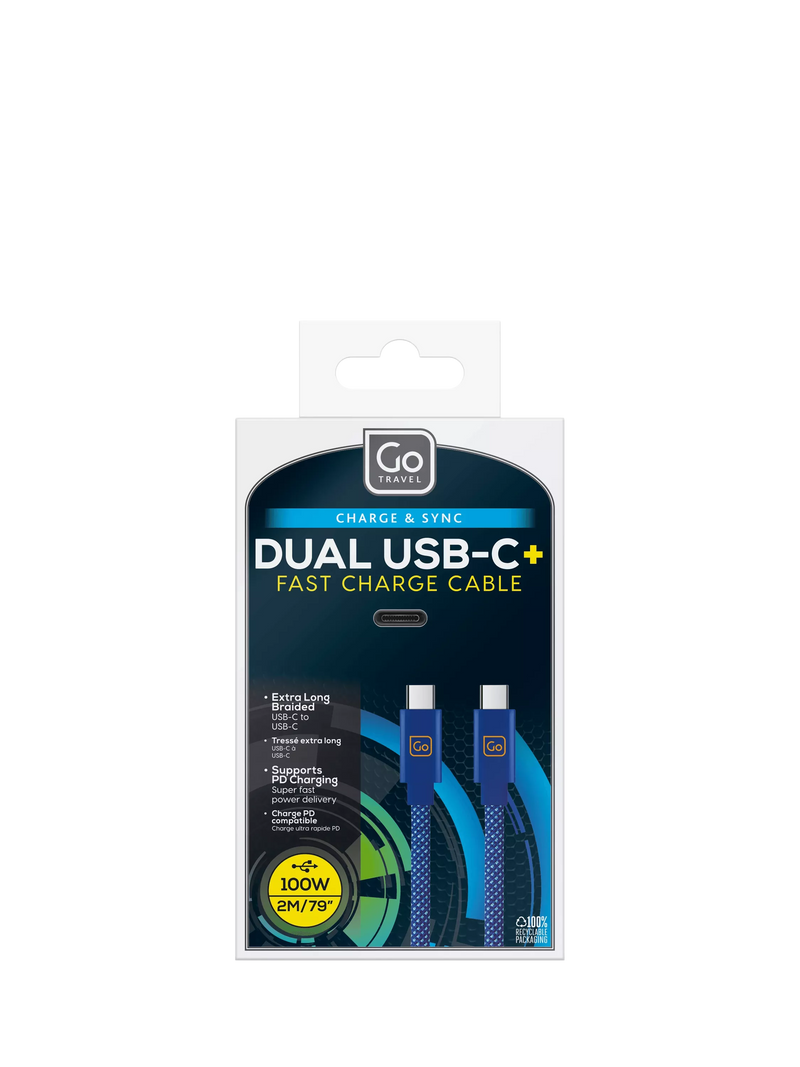 Go Travel USB-C fast charge cable 100W 2m - British product