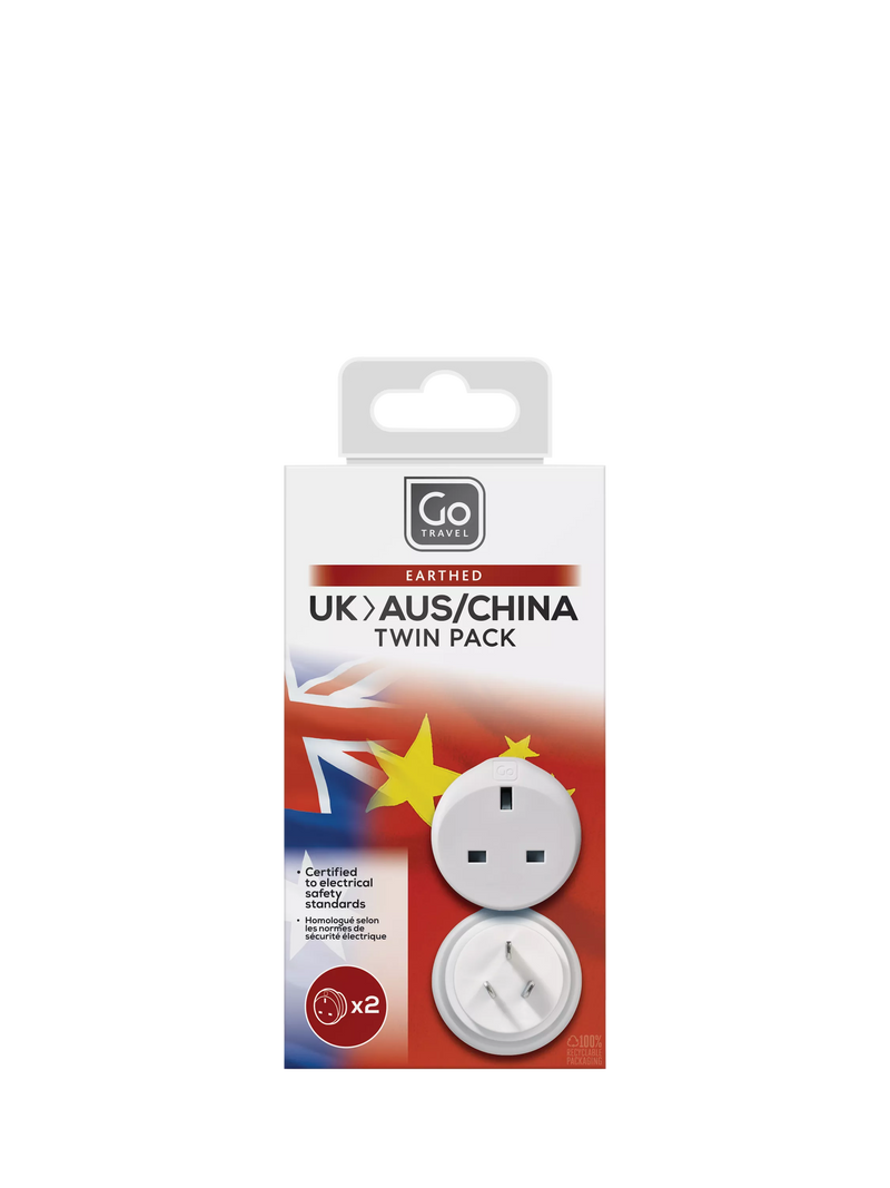 Go Travel AUS/CHINA travel adapter pack of 2, imported from the UK