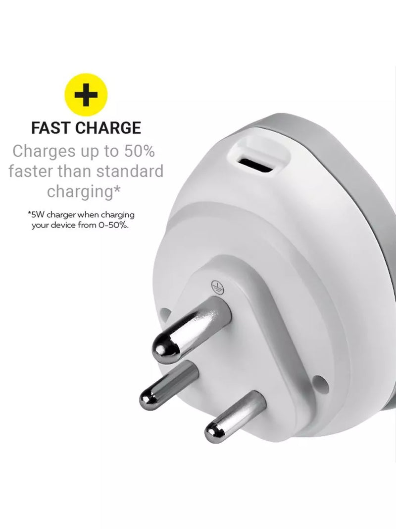 Go Travel India USB-C charger adapter compact design, imported from the UK